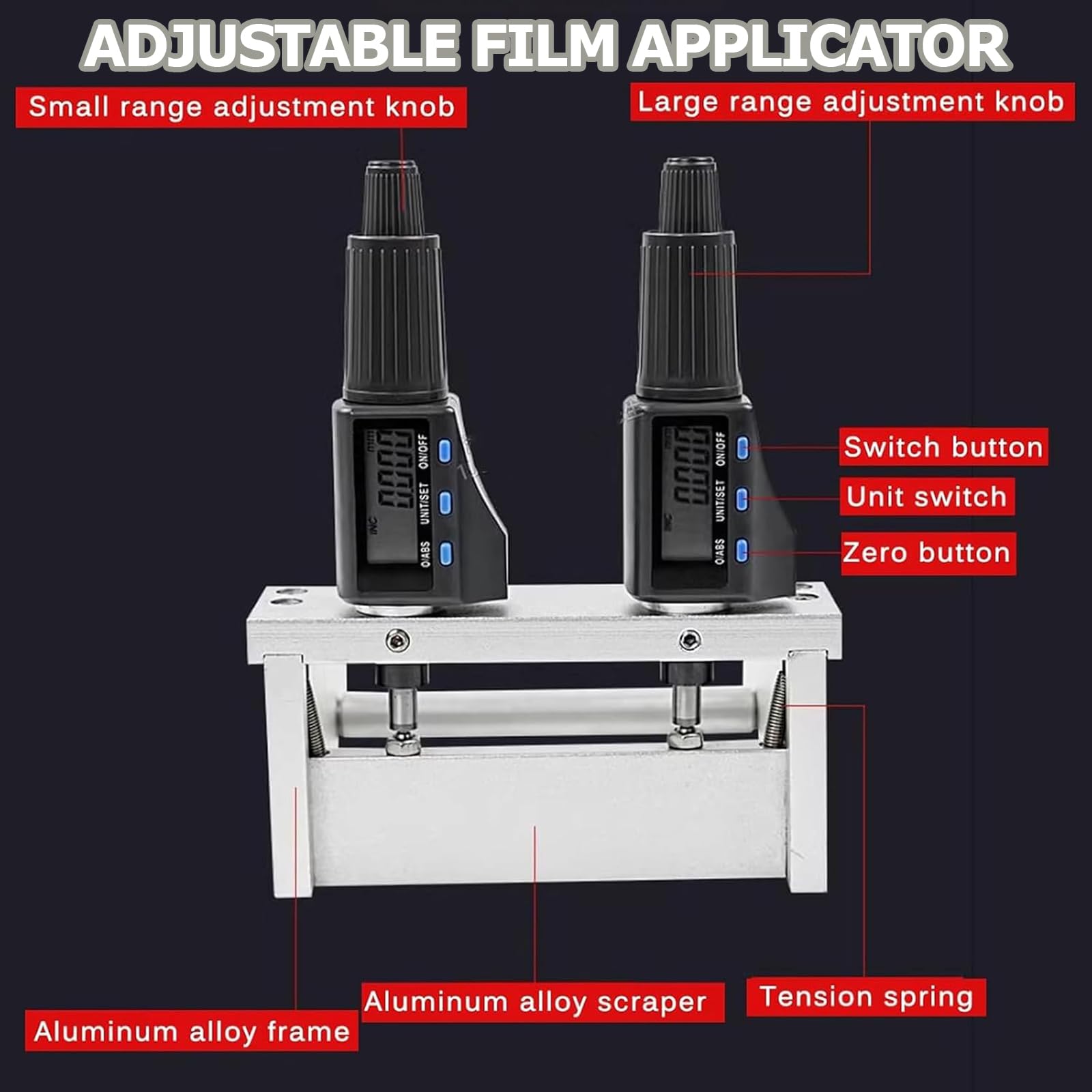 Aplicador de película ajustable, revestimiento de precisión de 1 a 6000 μm, dispositivo de preparación de película húmeda para pruebas de pintura de laboratorio, arte de resina y acabado de madera