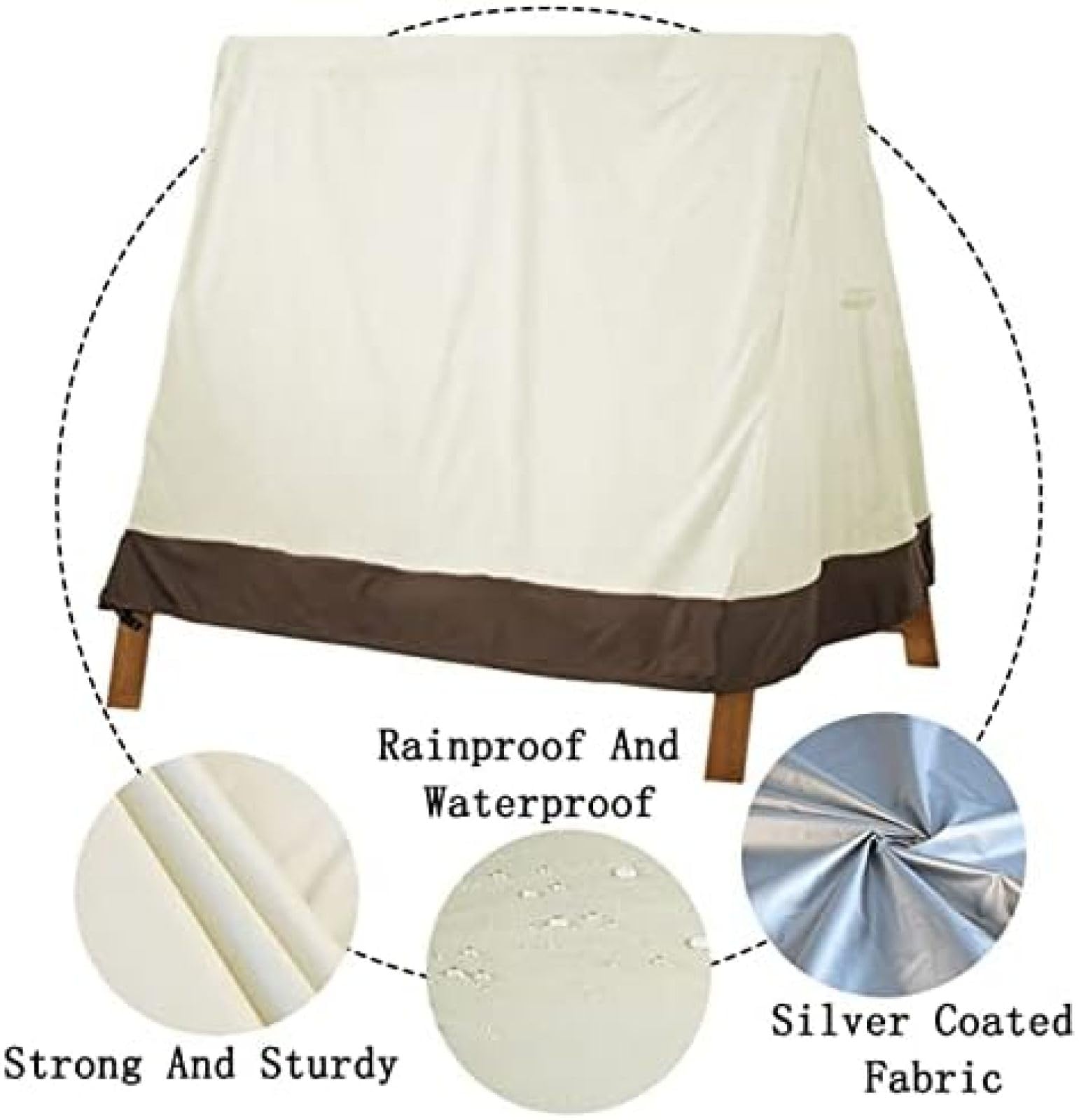 Copertura per Altalena da Giardino, Protezione Solare Domestica Protezione UV Copertura per Altalena da Giardino, Impermeabile e Antivento, Copertura per Altalena a 3 posti con Presa d'Aria