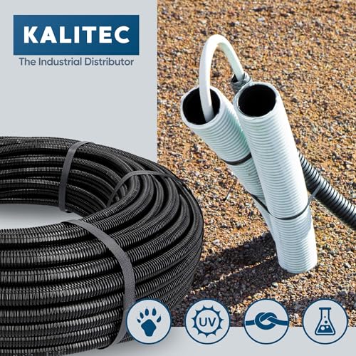 10 Meter Kalitec Wellrohr geschlitzt NW 17 I Wellschlauch offen I Marderschutzrohr I Leerrohr I Kabelschutz AD 21 mm ID 16,8 mm