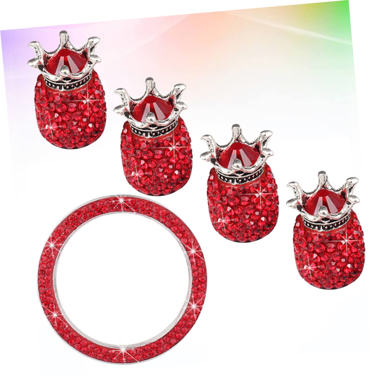 ibasenice 15 Pcs Universal Reifen Ventilkappen Strass Zündknopf Auto Staubkappe Rostfrei Auto Ventilkappen Rot