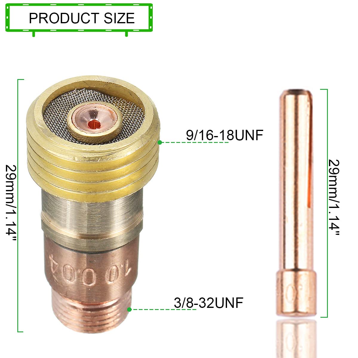 para TIG Kit de Lentes de Gas para soplete de Soldadura #10 Glass Cup Kit, para TIG Welding Torch Accessories Stubby Gas Lens para DB SR WP 17 18 26