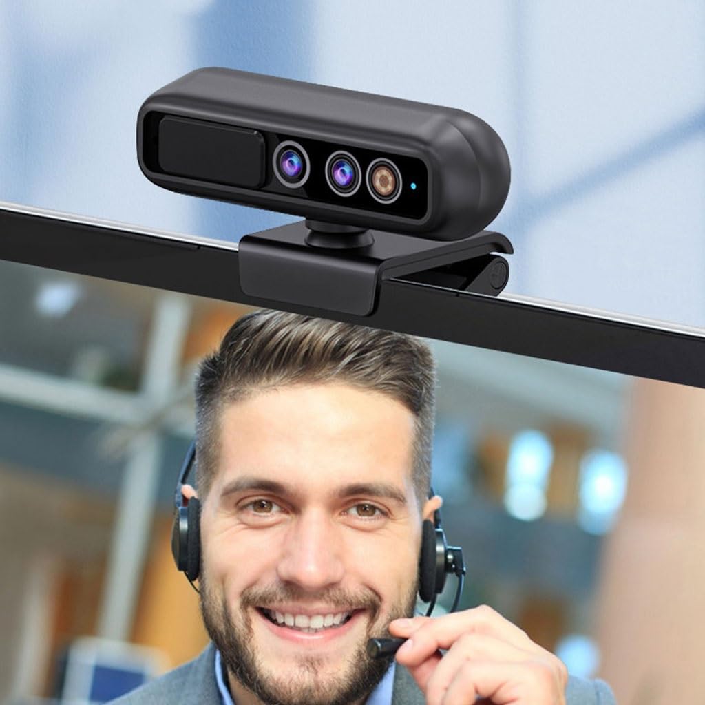 LEIYTFE Webcam Per Conferenze Webcam Ultra HD 2K Per Laptop Autofocus, Microfoni Con Cancellazione Del Rumore, Video Camera Per Streaming Meeting Gaming, Collegamento E Gioco Istantaneo