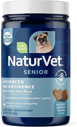 NaturVet Suplemento para perros de incontinencia avanzada para personas mayores – Ayuda a apoyar el control de la vejiga del perro, micción normal –