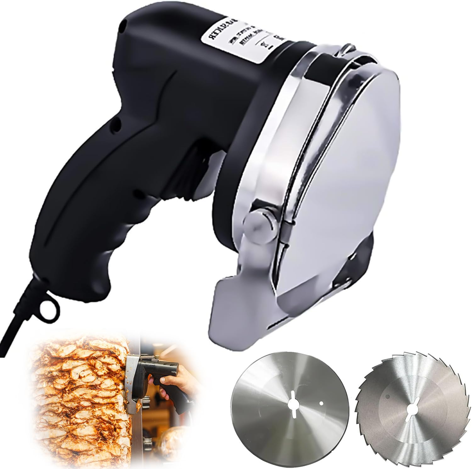 Li Zhen Handheld gyro cutter Shawarma Knife Electric Doner Kebab Gyros Knife Meat Cutter with 2 Blades 0.5mm for Shawarma Rotisserie Machine