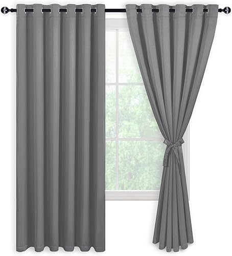 Miniatura 8 de DWCN Cortinas opacas 100% grises de 84 pulgadas de largo para dormitorio con forro negro, doble capa con aislamiento térmico, paneles de cortina