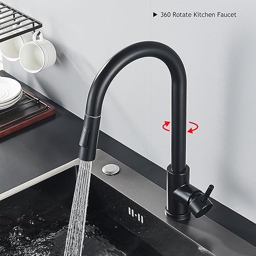 Miniatura 4 de Touch Sensor Kitchen Faucet Matte Black Pull Down Mixer with Dual Water Modes Hot & Cold Elegant Brushed Gold Finish for Modern Kitchens Smart &