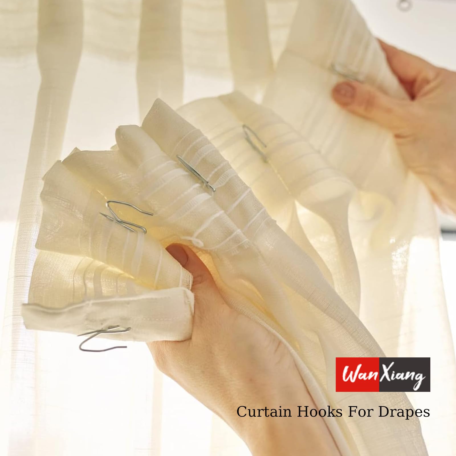 WANXIANG 50 Pcs Curtain Hooks for Drapes Stainless Steel Shower Curtain Hooks Pinch Pleat Curtain Hooks (Silver)