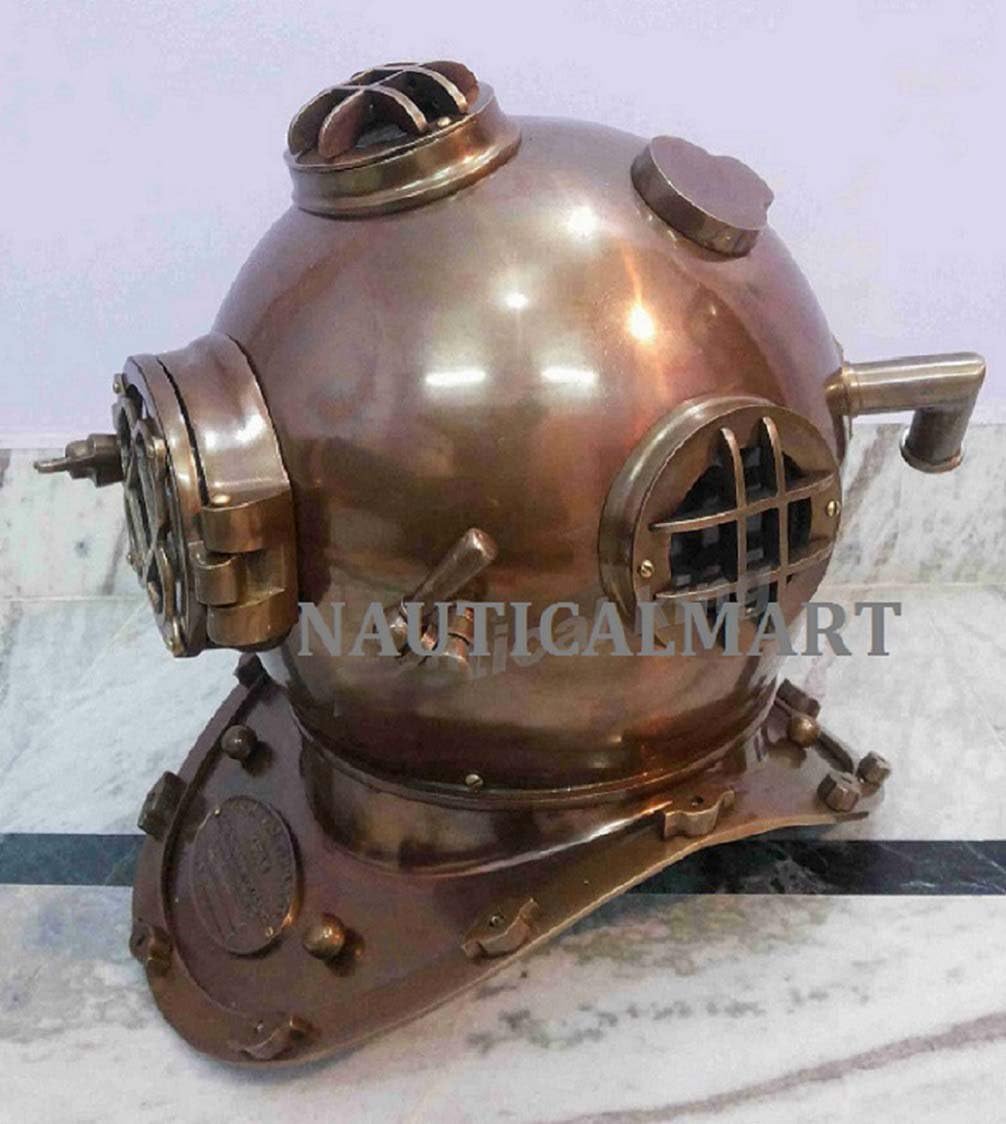 Solid Brass 18" Antique Style Morse Diving Helmet U.S Navy Mark V Full Size by Nauticalmart