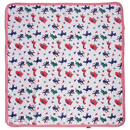 Image of pom-pom SWEET HEARTS Cotton Hooded Swaddle Wrapper for New Born Baby | Two Layer Wrapper /Blanket /Receiving Blanket | Soft, Lightweight & Travel Friendly - (0-9 Months) - Animal Striped Print - Pink