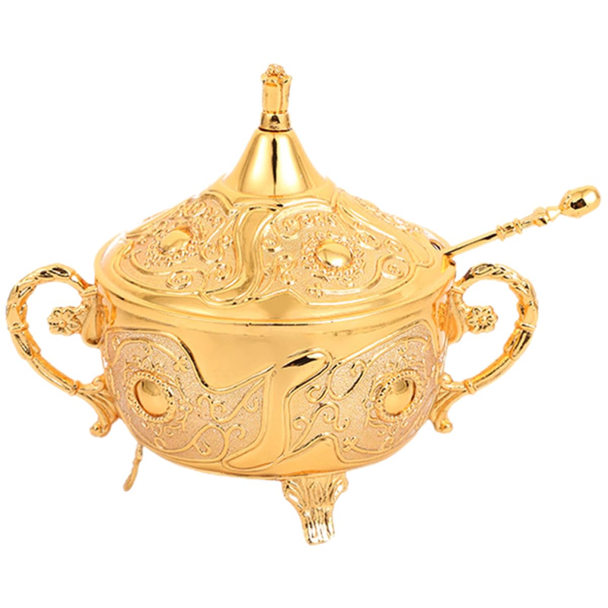 Tofficu Boîte à Condiments Dorée en Alliage avec Couvercle, Pot à Épices Décoratif de Style Européen, Cuisine et Rangement Pratique des Assaisonnements, Design Classique et Solide, 1