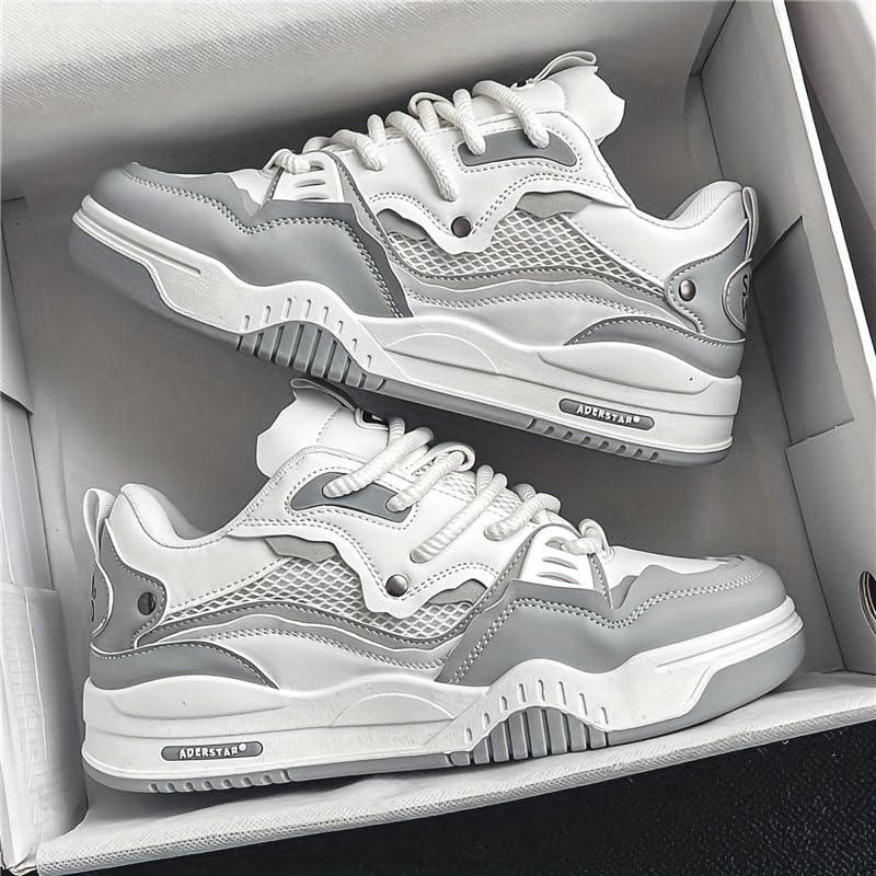 Men's Trendy Street Style Skate Shoes, Comfy Non Slip Lace Up Casual Sneakers for Men's Outdoor Activities2