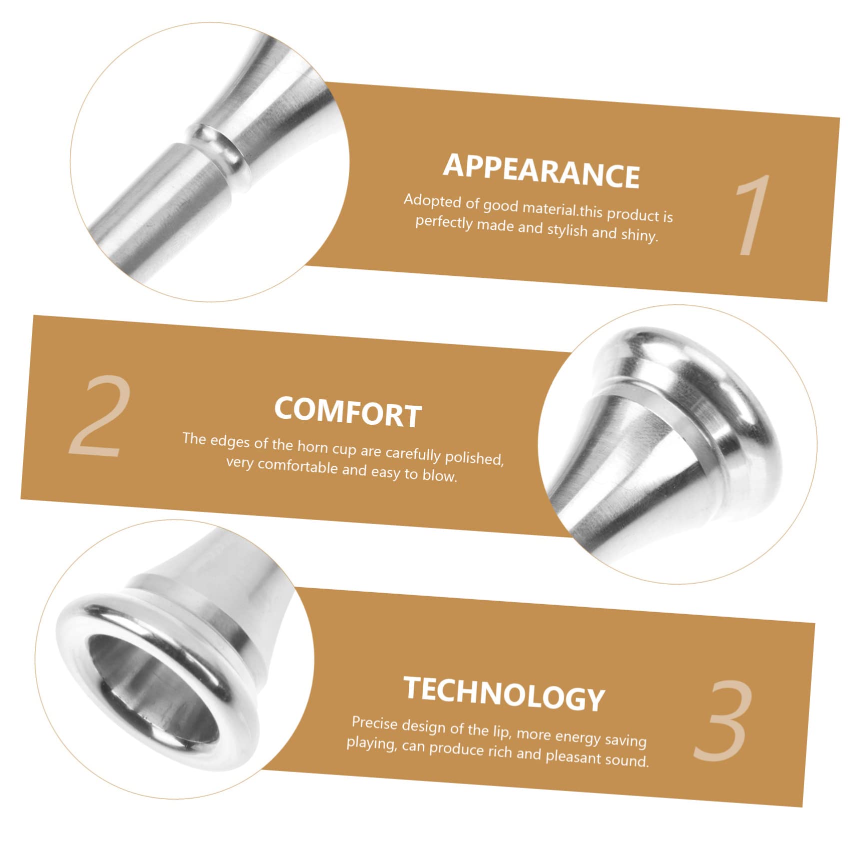 ULDIGI French Horn Accessories Silver Horn Mouthpiece for Beginners Professionals Smooth Surface for Precise Tone