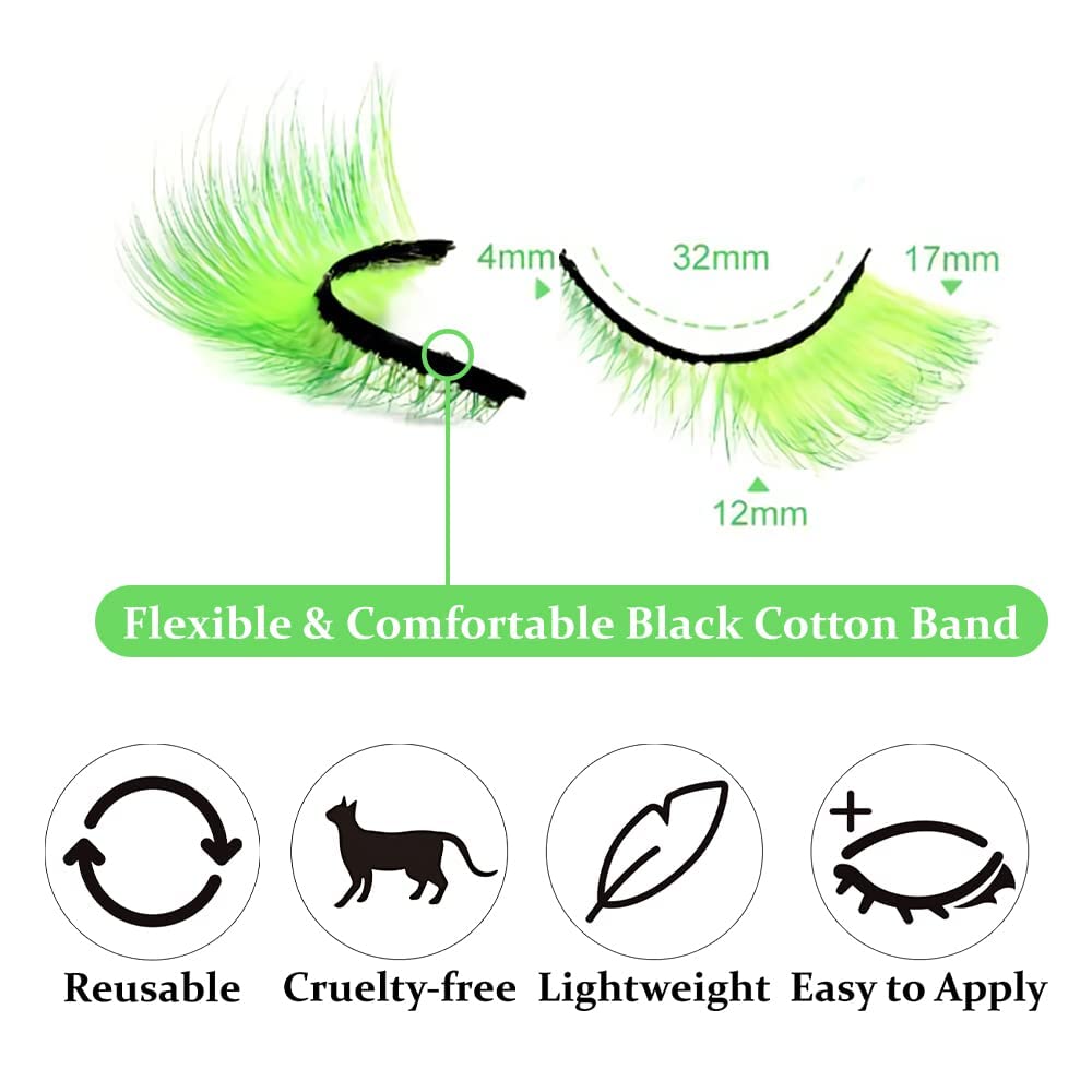 7 works False Lashes with Color Angel Colored Lashes Fluffy Wispy Winged Eyelashes Halloween Cosplay Makeup Colorful Eye Lash Like Extensions (Winged Effect Colored Lashes 7 works) - Image 3