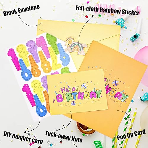 Miniatura 4 de Sharonlily Tarjeta desplegable de feliz cumpleaños tarjetas de felicitación 3D emergentes de cumpleaños números de la edad tarjeta de fiesta de