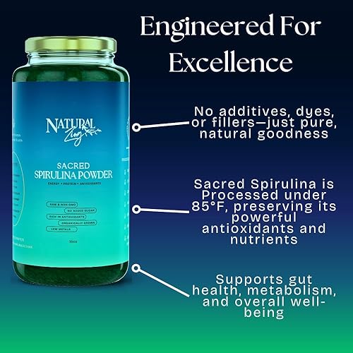 Miniatura 3 de Natural Zing Espirulina 100% pura (cruda, orgánica)  1000 16 onzas en polvo  Proteína vegana  Ficocianina  Beta caroteno