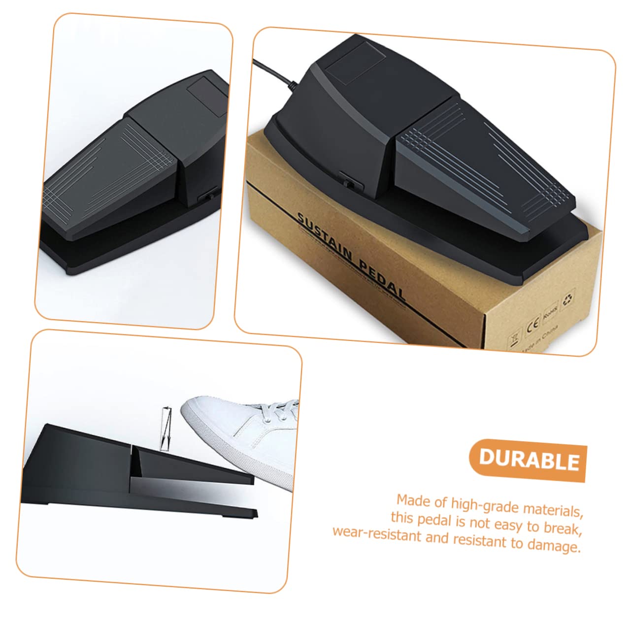 Pedale Sustain per Pianoforte Elettrico Nero, Portatile e Silenzioso | Gomma Abs, Effetto di Ritenzione Sonora, Robusto e Pratico per Uso Musicale