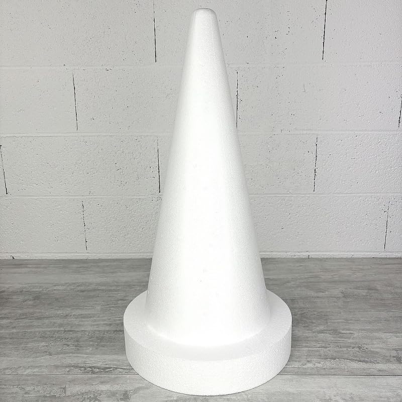 Lealoo Cône en polystyrène h. 60 cm avec support, disque diam. 35 cm, h. totale 67 cm, à décorer