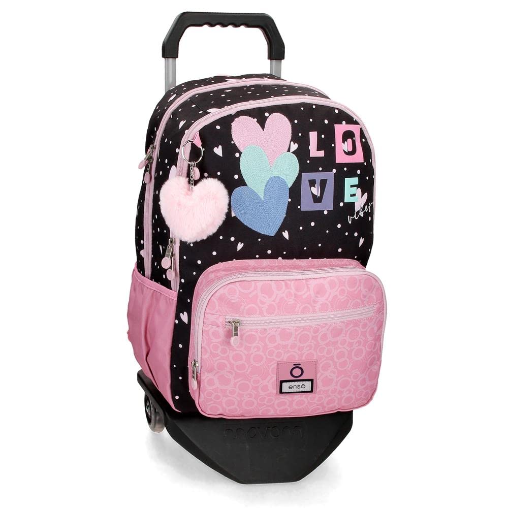 Enso Love Vibes Mochila Escolar Doble Compartimento con Carro Rosa 32x44x17 cms Poliéster 23,94L