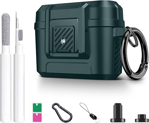 Miniatura 1 de Funda compatible con Airpods Pro 2 con kit de limpieza, funda protectora militar dura a prueba de golpes para Airpods con bloqueo seguro automático