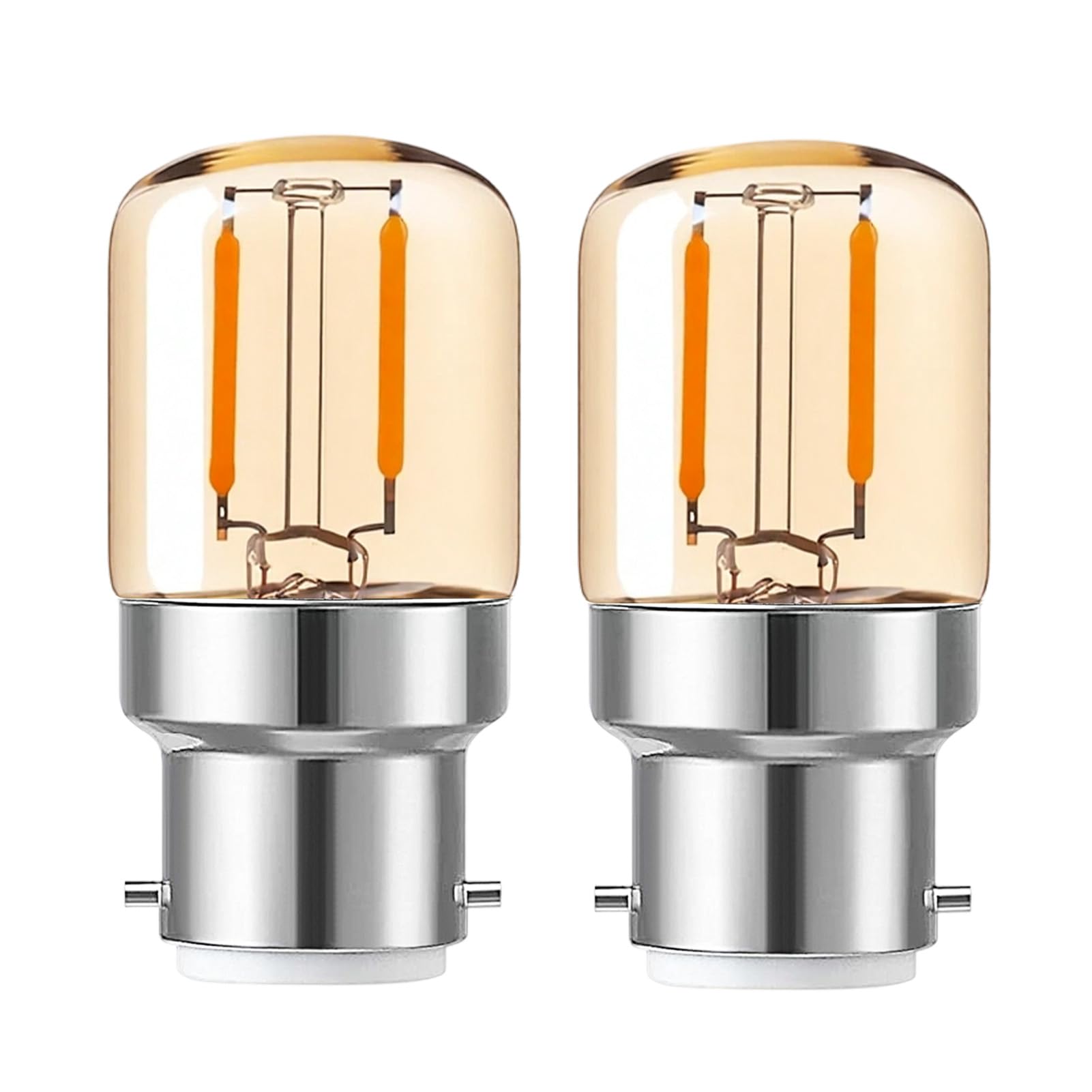 2Pcs B22 Bayonet LED Light Bulbs 1W, Warm White 2700K Small Bulb Cap BC Clear LED Low Watt Filament for Sewing Machine Appliance Lamps Night Light, 360° Wide Beam Non-Dimmable