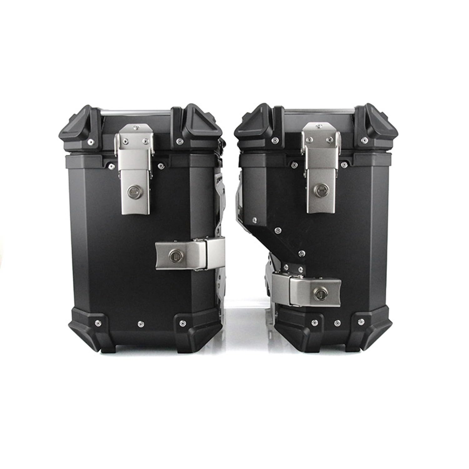 Valigia Laterale Per Moto Da 38 L, Baule Laterali Per Scooter Impermeabili, Bauletto Per Moto In Alluminio, Baule Universale - Nero/Argento (Black, 450x366x227 MM)