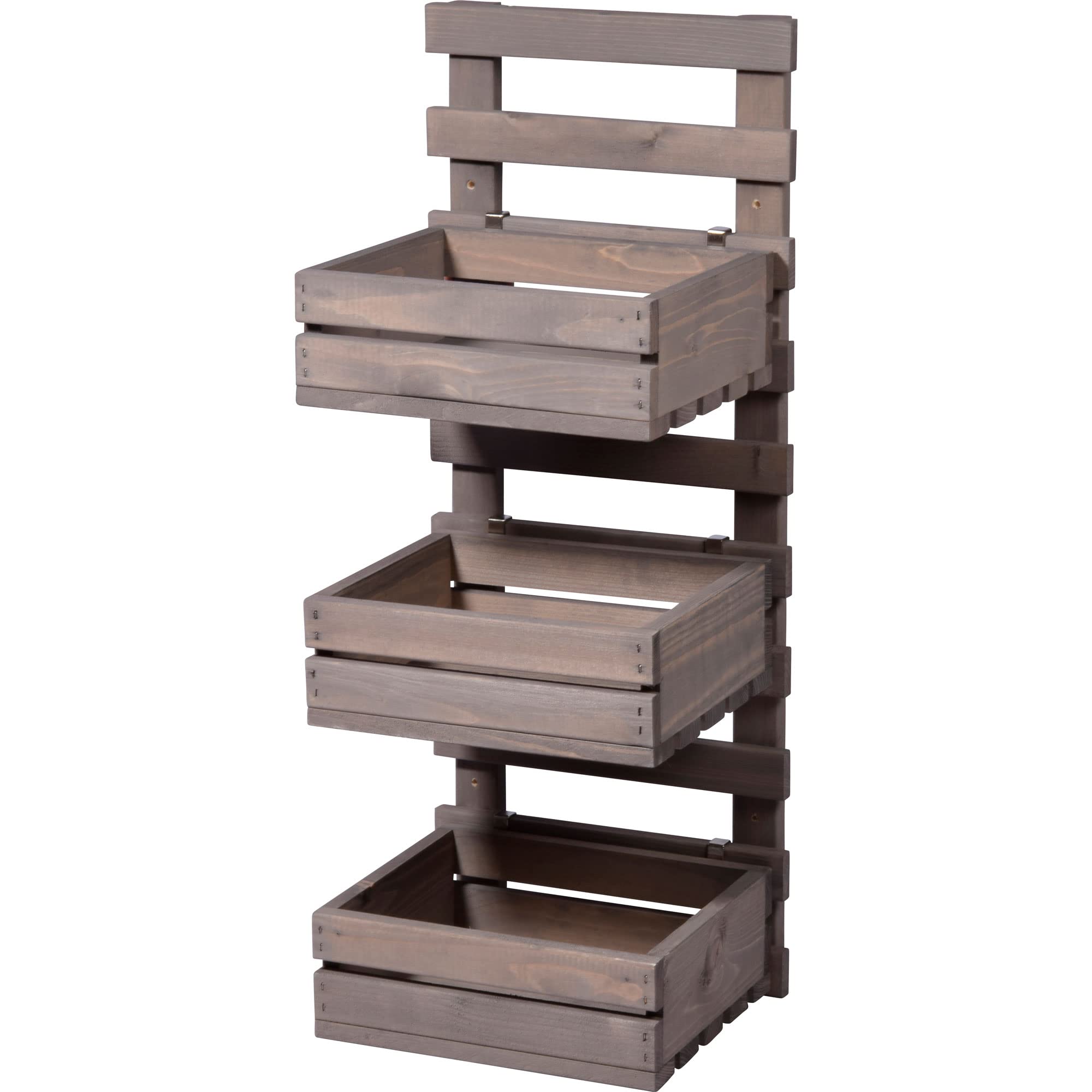 dobar® green label 58387FSCe | 3-stufige Blumenleiter für die Wandmontage | Flexibles Wandregal aus robustem Holz| Pflanztreppe für Garten/Terrasse/Balkon | 29,5 x 26,5 x 74,5 cm | Grau
