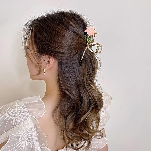 Miniatura 5 de Pinzas para el cabello grueso, pinzas grandes de metal dorado, margaritas, accesorios para el cabello floral blanco, pinzas para el cabello para