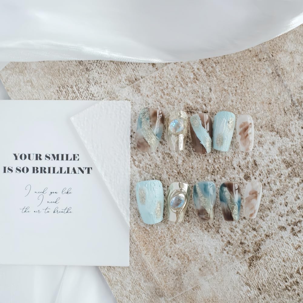 Ballerina Press on Nails，Spring Summer Handmade Gradient color nails，Salon Quality Nail art，Home Quick Manicure Fake Nails Acrylic False Nails Kits for Women Gift (magic, L)