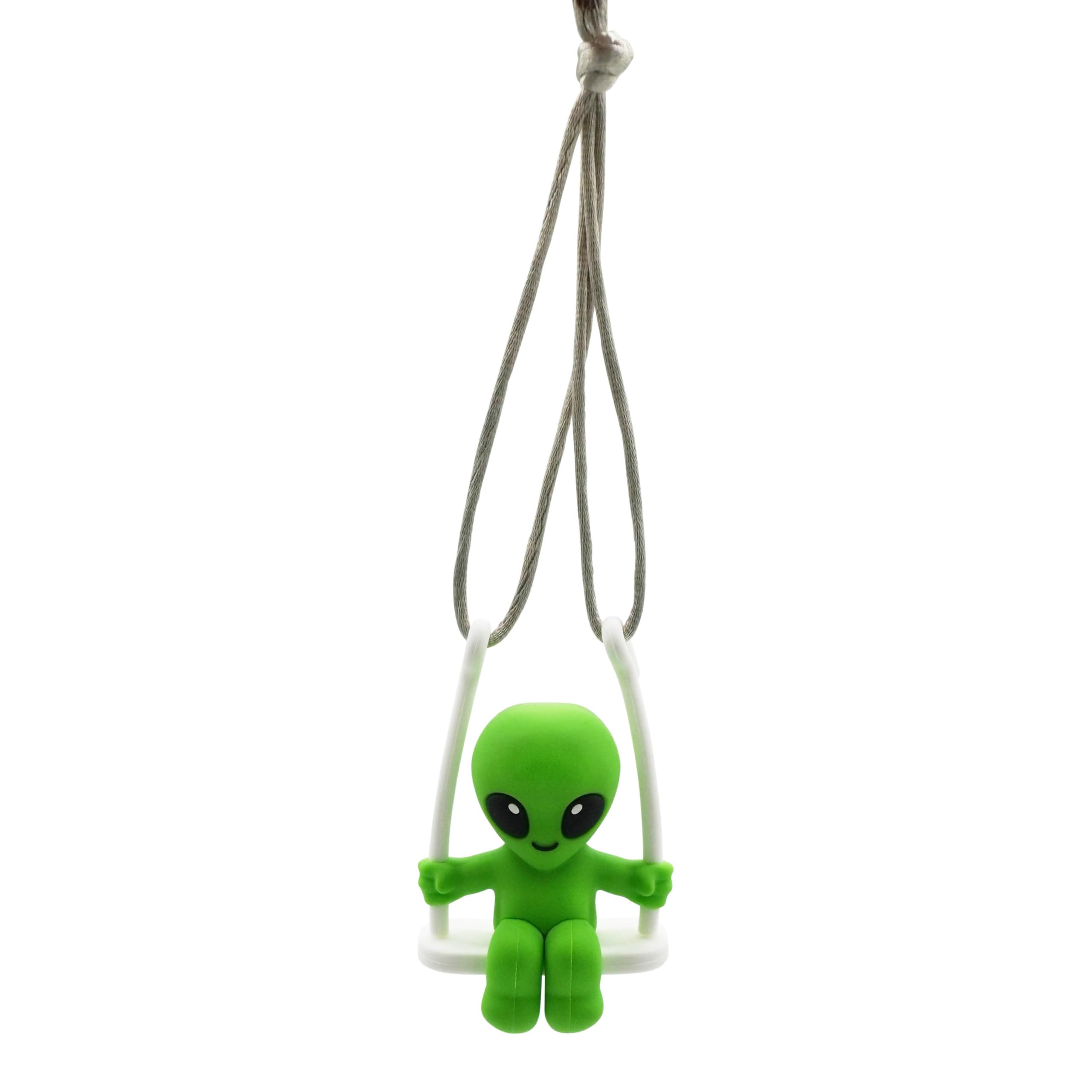 Funny Hanging Mirror Swing – Quirky and Unique Decor for Car Rearview Mirror, Bedroom or Living Room - Alien