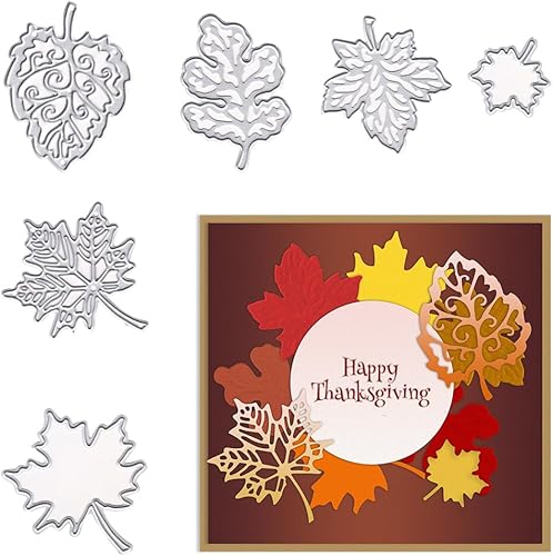Miniatura 2 de Hying 2 troqueles de hoja de arce de Acción de Gracias para hacer tarjetas, marco de hoja de arce de otoño, troqueles de corte para álbumes de