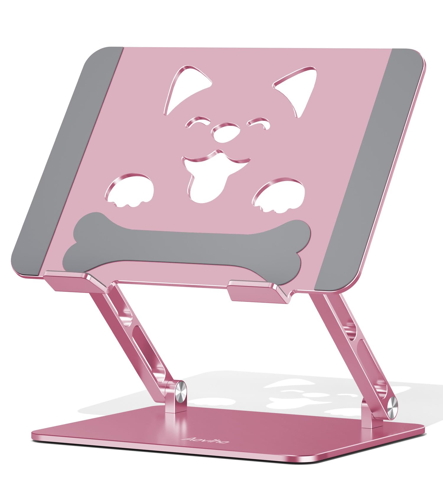 Laptop Stand for Desk Aluminum Height-Adjustable Laptop Riser Ergonomic Sturdy Holder with Puppy-Shaped Vents for Heat Dissipation Fits
