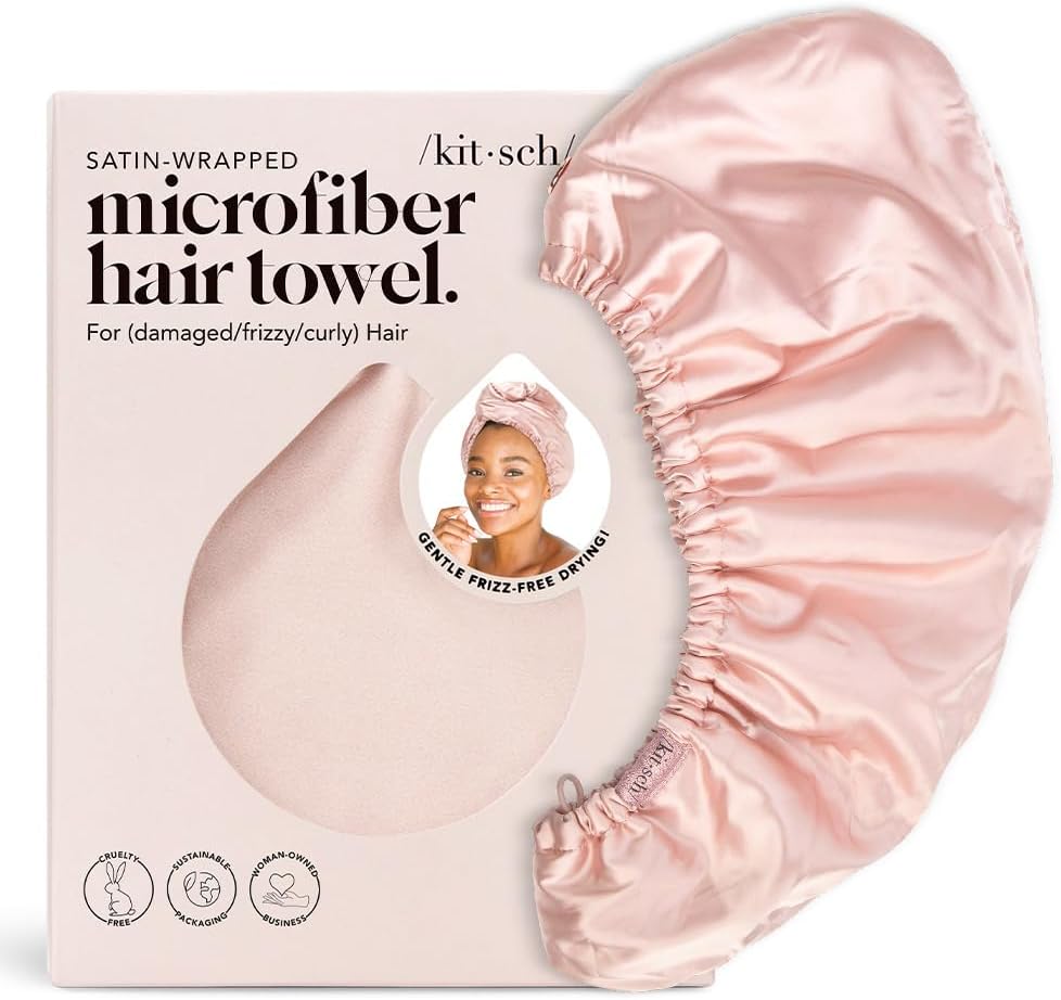 Kitsch Microfiber Hair Towel Wrap for Women – Ultra Absorbent Microfiber Bath Towels for Wet, Curly, Long or Short Hair – Anti-Frizz Hair Wrap, Great Hair Care Gifts for Women – Blush - Image 2