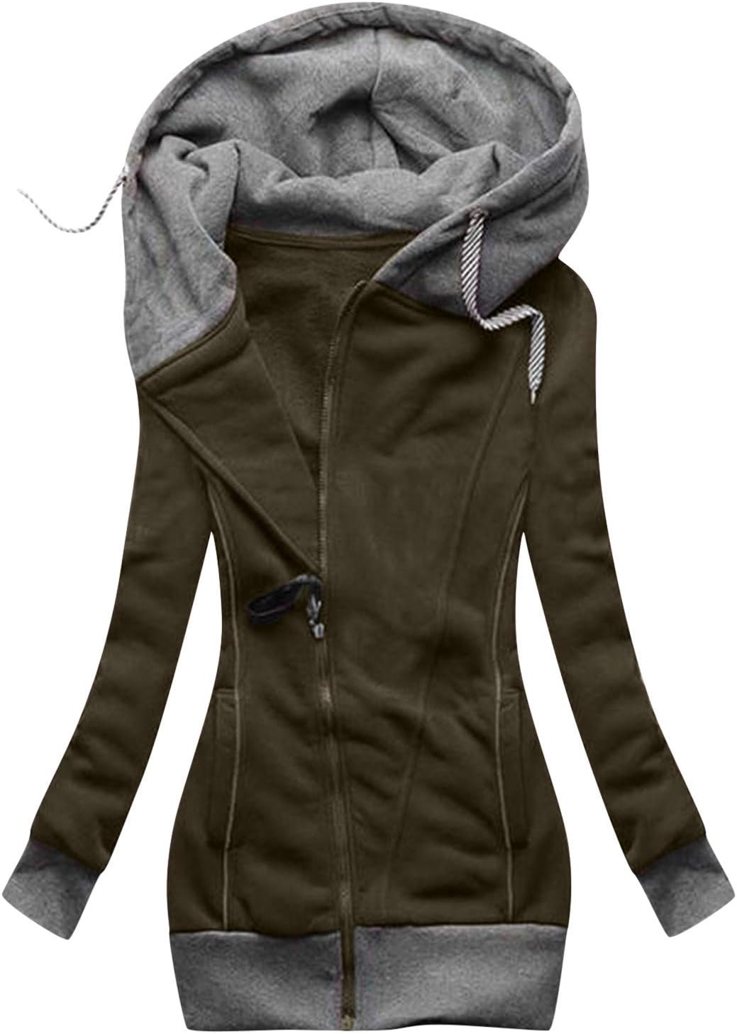 Cardigans for Women, Rain Jacket, Cotton Coat, Oversized Coat, Plain Hoodie with Zip Pocket, Hooded Jacket, Winter Long Sleeve Outerwear, Windproof Jacket, Pullover