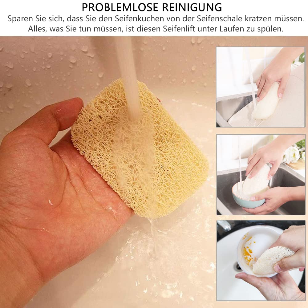 Voarge Naturalna gąbka Loofah, 8 x 13 cm, 10 sztuk, gąbka, mydelniczka, akcesoria do prysznica, łazienki, kuchni, blatu roboczego, beżowa