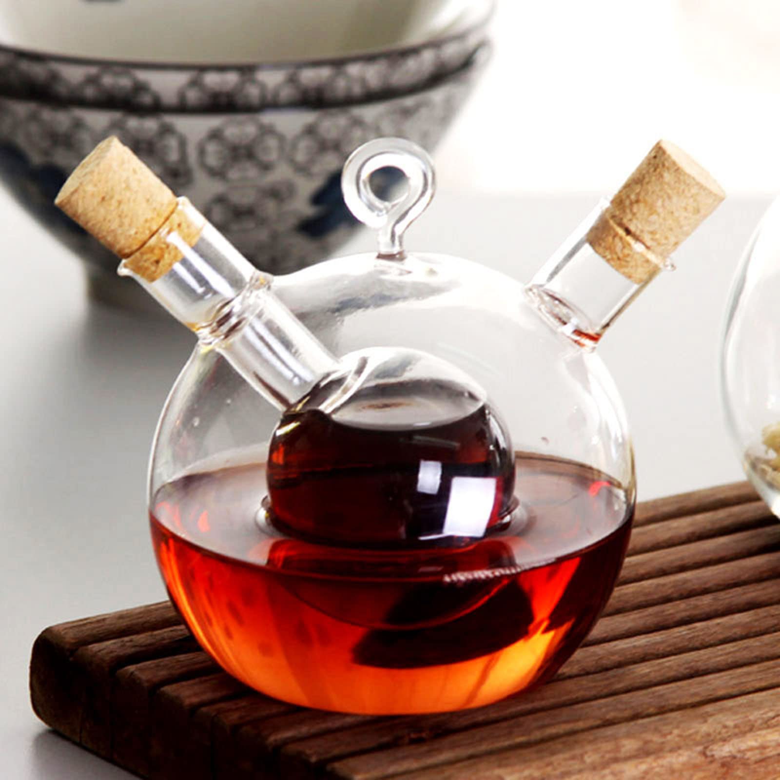 WINAKUI Double Distributeur Huile Et Vinaigre 2 En 1 Verre Transparent - Cuisine Pratique