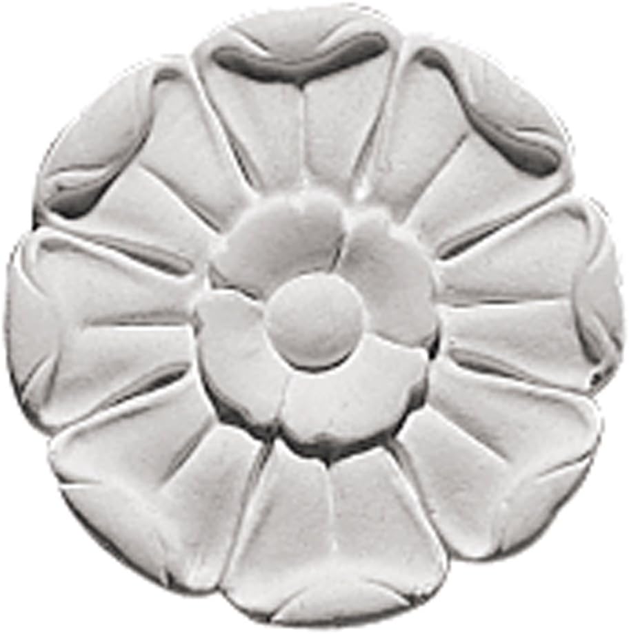 Focal Point 85002 Mimosa Rosette 3 3/4-Inch Diameter by 3/4-Inch Projection, Primed White, 4-Pack