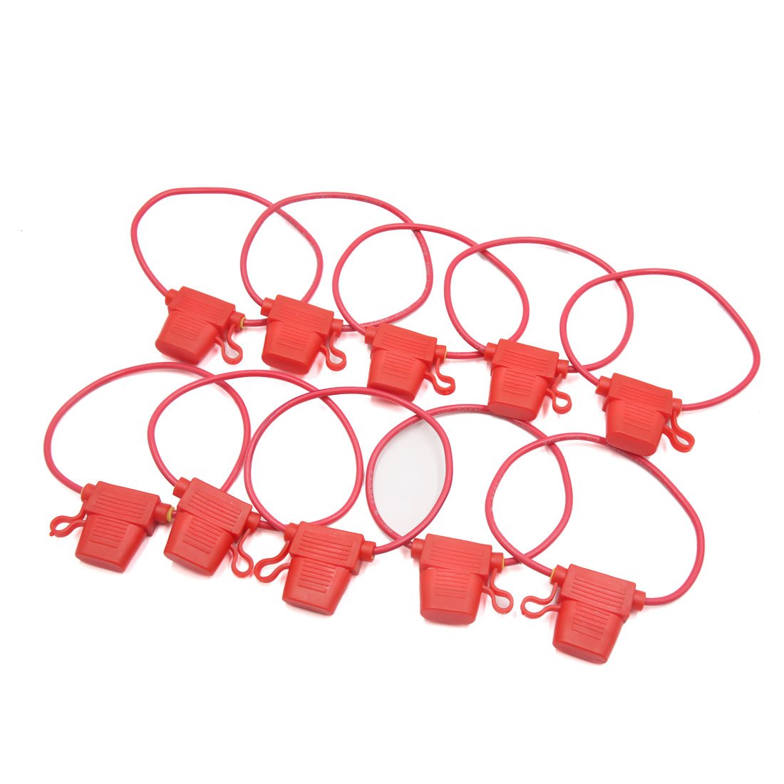 10 Uds. Portafusibles de cuchilla en línea de alambre de 14AWG resistente al agua automotriz rojo Universal for coche