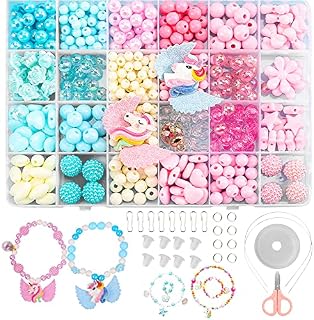 YESKAMO 480Pcs Clay Beads for Bracelet Making Kit, Jewelry Making Kit for Girls Kids, 24 Shapes Flat Round Polymer Clay Beads with 10m Crystal Elastic String, DIY Bracelet Necklace Headband