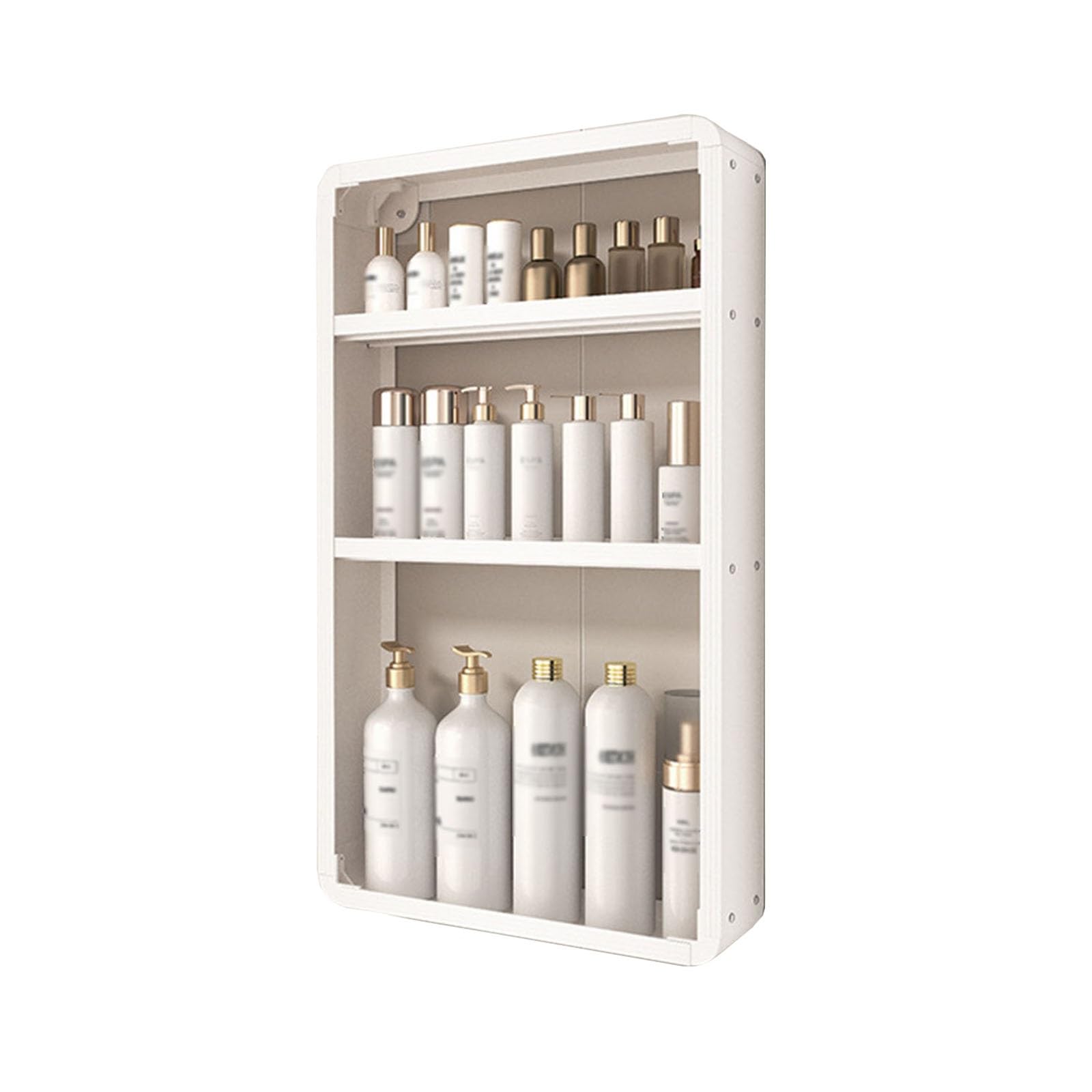 Naścienny organizer na półkę łazienkową, bez wiercenia, organizer prysznicowy do przechowywania makijażu i kosmetyków, aluminiowy stojak (biały, 35 x 60 cm) rozwiązanie oszczędzające miejsce