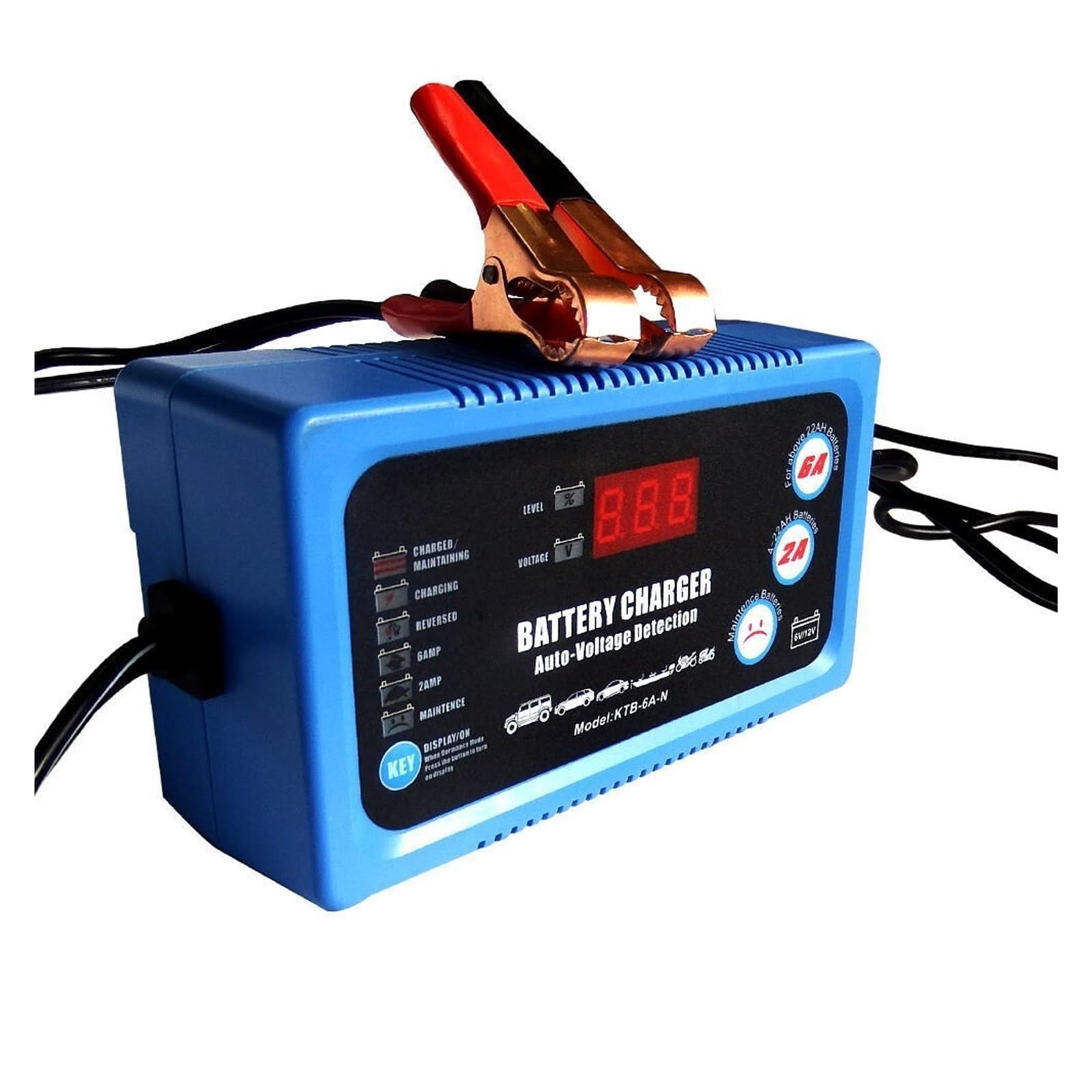 Ładowarka Baterii, 6V 12V inteligentna samochodowa ładowarka samochodowa automatyczny akumulator akumulator kwasowo-ołowiowy narzędzie do ładowania 2A 6A DC