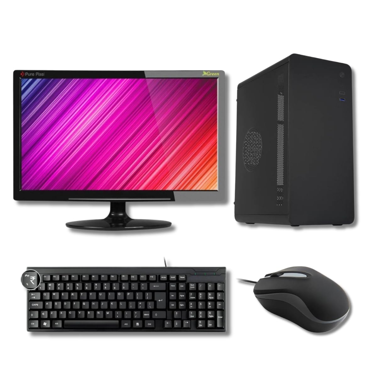 Complete Desktop Computer System Full Setup for Home CORE I3 / RAM 8GB/256GB SSD/500GB HDD/Windows10/WIFI+BLUETOOTH/19 Monitor/Keyboard+Mouse