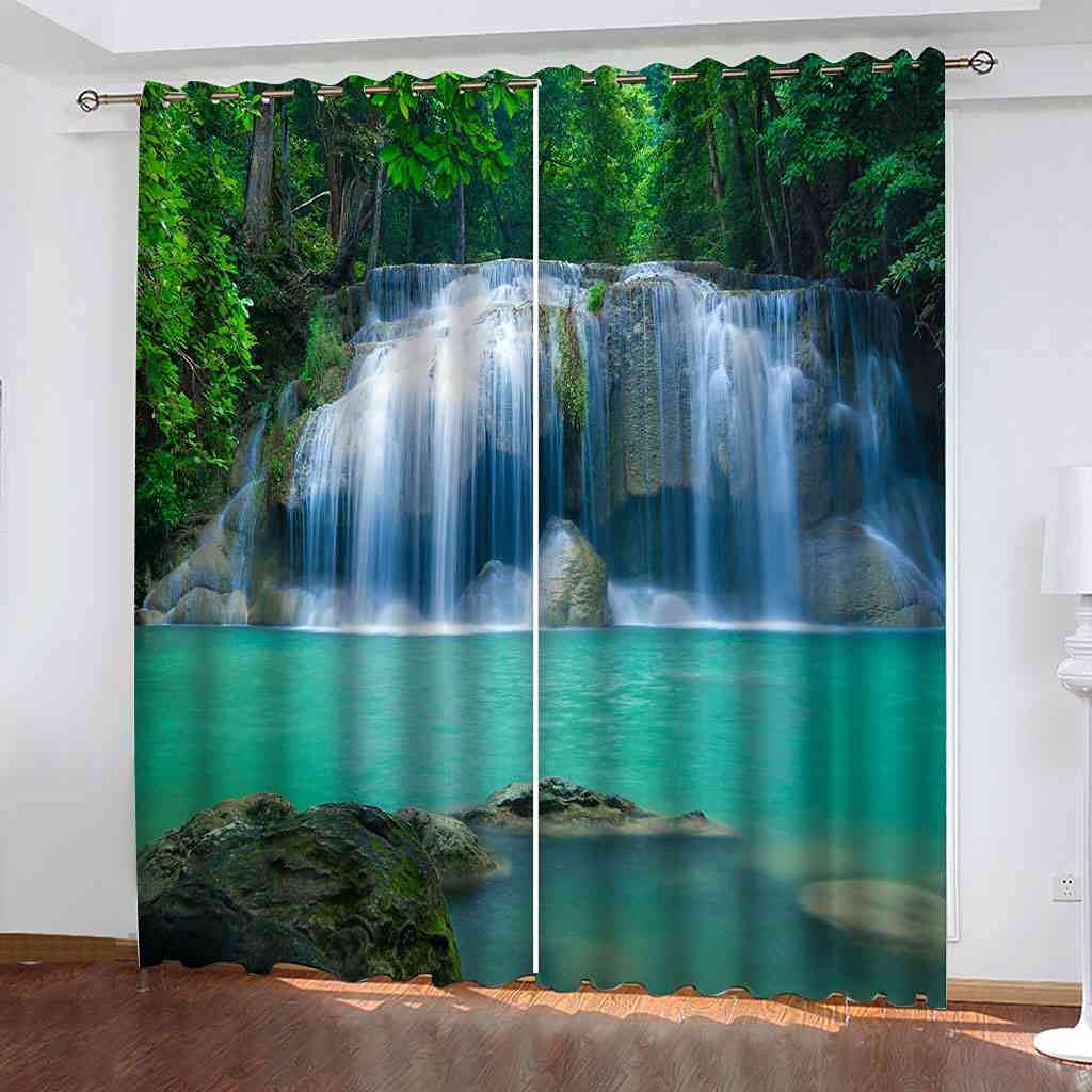 Rideau occultant pour chambre d'enfant créant une ambiance de forêt verte 200x160 cm