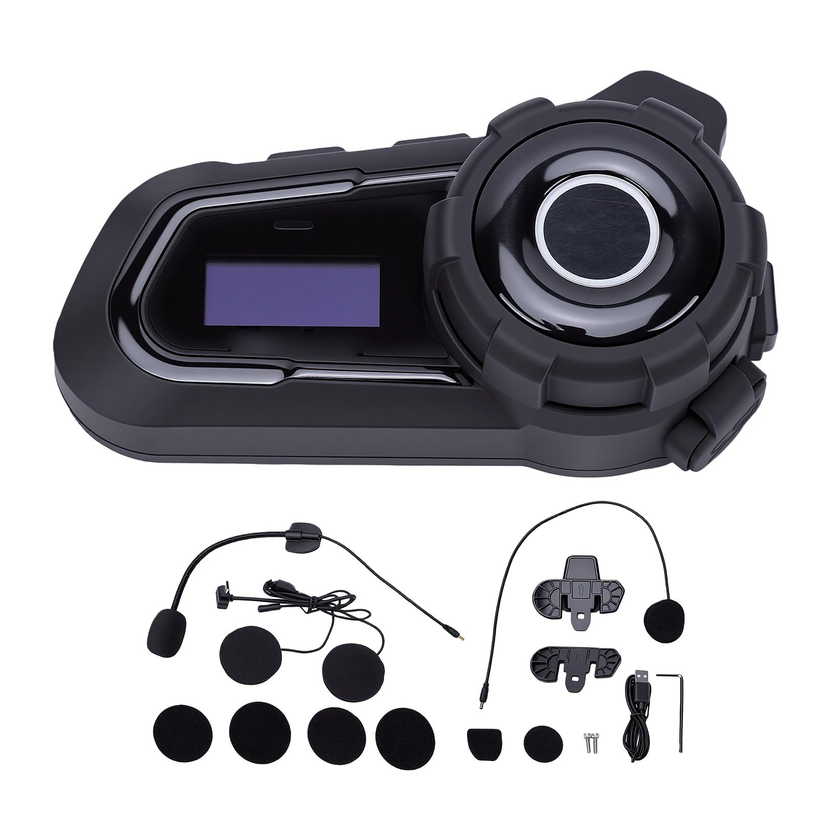 de Comunicación Bluetooth para Motocicleta, Intercomunicador para 6 Conductores, Pantalla LED, Auriculares para Casco con Cancelación de Ruido CVC Impermeables para Viajes en Grupo