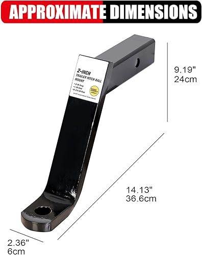 Miniatura 6 de BIG RED ATR5000AR Torin Soporte de bola de enganche de remolque de acero duradero Se adapta al receptor de 2 pulgadas, caída de 8 pulgadas,