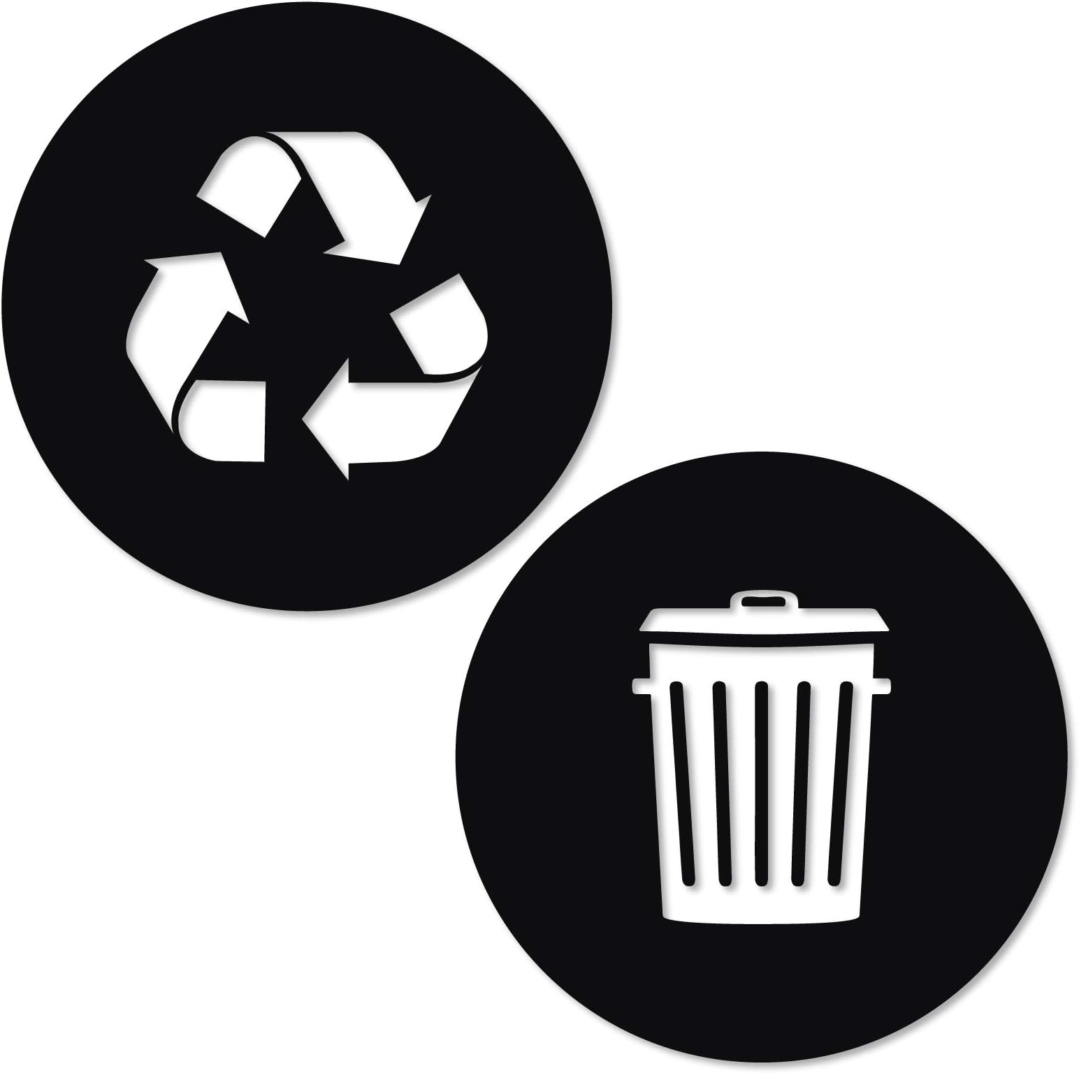 Vinyl Friend Recycle and Trash Sticker Logo Style Symbol to Organize Trash cans or Garbage containers and Bins - Contour Cut Decal Sticker (Black Matte, Small)