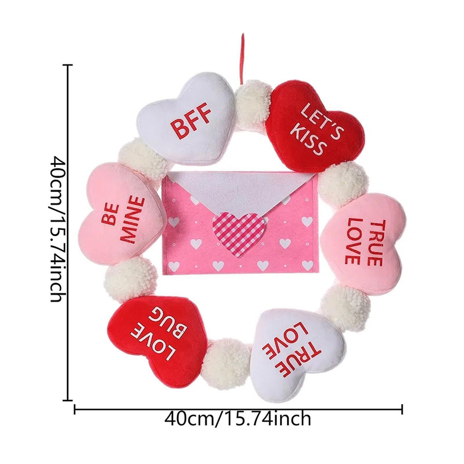 Ghirlanda da appendere alla porta d'ingresso, per San Valentino, decorazione per la casa, con cuore artificiale, decorazione autunnale (con busta)