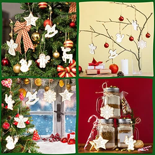AQhui 27pcs Wooden Christmas Ornaments Wooden Baubles Crafts for Kids,Wooden Tree Decorations, Unfinished Wooden Christmas Decorations to Paint, Kids DIY Xmas Christmas Tree Wall Hanging Decorations