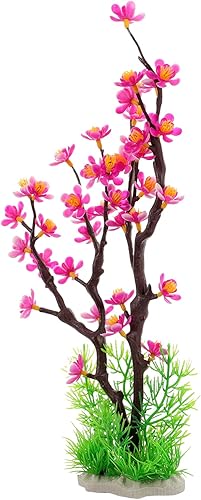Miniatura 6 de LUOZZY Decoración de plantas de acuario Planta artificial de flor de ciruelo Planta de plástico para pecera de acuario Pais