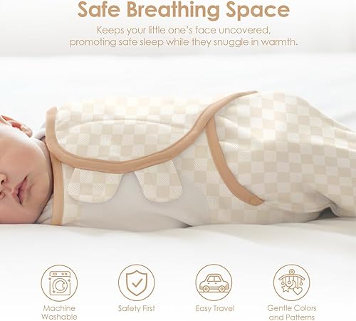 Miniatura 6 de SANDJEST Manta para bebé, 0-3 meses, saco de dormir de algodón con brazos, mantas para recién nacido