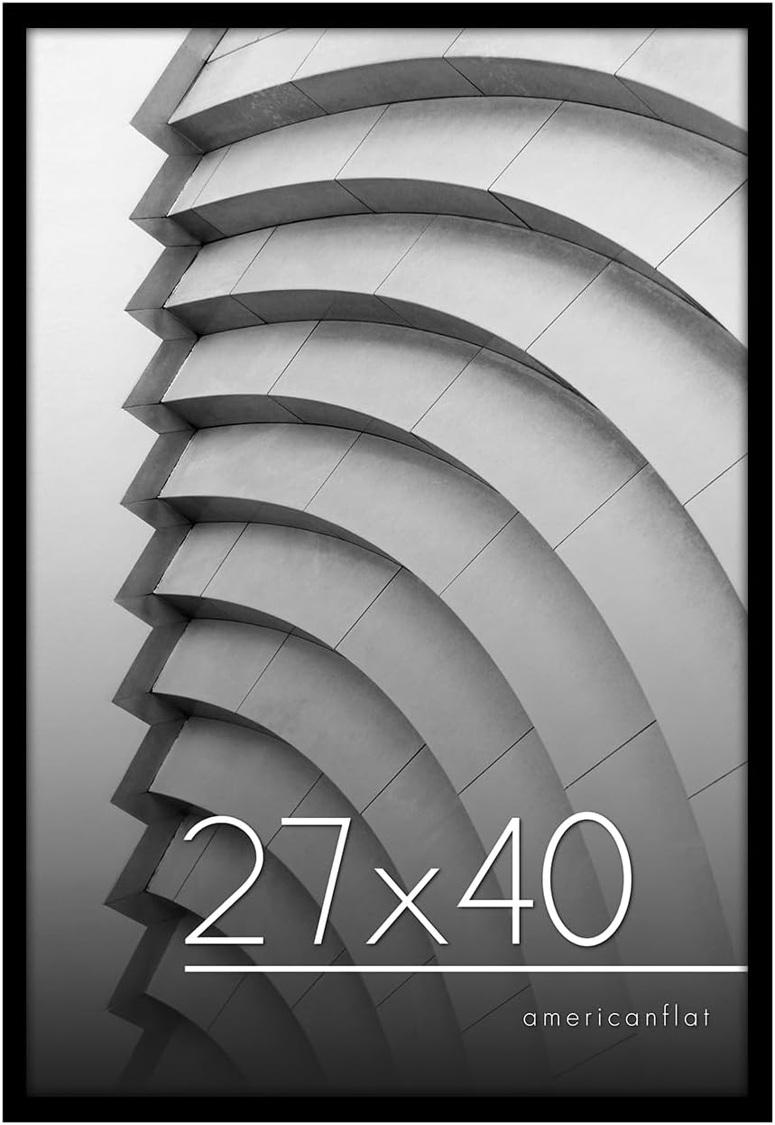 Americanflat Movie Poster Frame Bundle - 27x40 and 12x18 Black Photo Frames with Polished Plexiglass